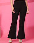 Black Solid Pleated Trousers