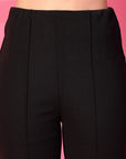 Black Solid Pleated Trousers