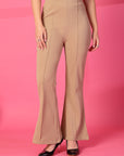 Solid Beige Pleated Trousers