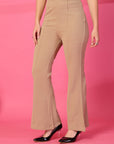 Solid Beige Pleated Trousers