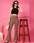Solid Brown Pleated Trousers