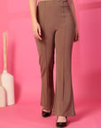 Solid Brown Pleated Trousers