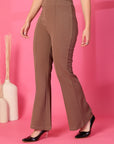 Solid Brown Pleated Trousers