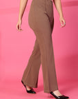 Solid Brown Pleated Trousers