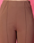 Solid Brown Pleated Trousers