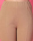 Solid Beige Pleated Trouser