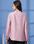 Pink Women Opaque Casual Buttoned Top