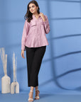 Pink Women Opaque Casual Buttoned Top