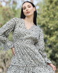 nimal Print Bell Sleeve Dress