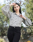 Women Opaque Printed Casual Buttoned Top