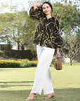 Floral Opaque Printed Casual Buttoned Top