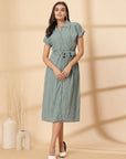 Sea Green Fit & Flare Midi Dress