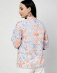 Floral Print Mandarin Collar Top