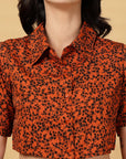 Rust Printed Top With Skirt Co-Ords