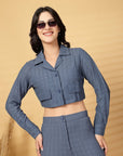 Blue Solid Top With Trouser Co-Ords Set