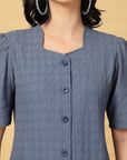 Blue Solid Shirt With Trouser Co-Ords Set