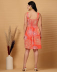 Orange Floral Print fit & flare Dress