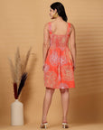 Orange Floral Print fit & flare Dress