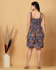 Navy Blue ethnic Motifs Print fit & flare dress
