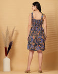 Navy Blue ethnic Motifs Print fit & flare dress