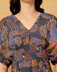 Navy Blue Printed flare Dress
