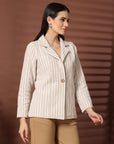 Striped Single Breasted Blazer