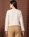 Striped Cotton Crop Regular Jacket