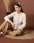 Striped Cotton Crop Regular Jacket