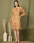 Floral Print Puff Sleeve Fit & Flare Dress
