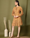 Floral Print Puff Sleeve Fit & Flare Dress
