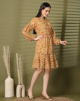 Floral Print Puff Sleeve Fit & Flare Dress