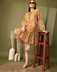 Floral Print Puff Sleeve Fit & Flare Dress