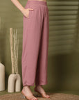 Pink Solid Top With Trousers Co-Ords Sets