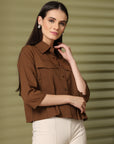 Solid Brown Casual Top