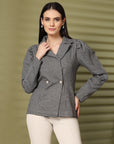 Checked Double-Breasted Blazer