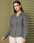 Checked Double-Breasted Blazer