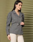 Checked Double-Breasted Blazer