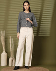 Checked Cotton Crop Regular Jacket