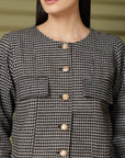 Checked Cotton Crop Regular Jacket