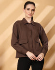 Women Fleece Open Front Jacket