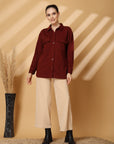 Women Fleece Open Front Jacket
