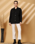 Women Fleece Open Front Jacket
