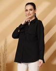 Women Fleece Open Front Jacket