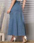 Light Blue Maxi-Length A-Line Skirts
