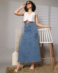 Light Blue Maxi-Length A-Line Skirts
