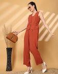 Rust Solid Top With Trousers Co-Ords Sets