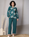 Embroidered Pure Cotton Shirt With Trousers Co-Ords