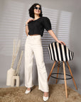Black collarless Buttoned Top