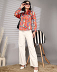 Women Standard Floral Opaque Printed Casual Buttoned Top