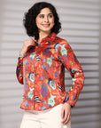 Women Standard Floral Opaque Printed Casual Buttoned Top